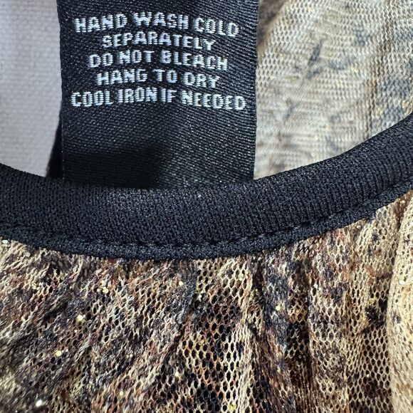 Vtg Candalite Dress Womens Medium Brown Sparkle Maxi Cocktail Event Tulle Ruched - Picture 12 of 16